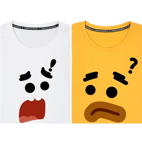 无奈惊恐表情包打底衫衣服潮流搞笑小众情侣装衣服纯棉短袖T恤男商品大图