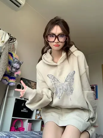 连帽卫衣女春秋2024新款宽松美式复古高级感小个子薄款外套上衣潮图片