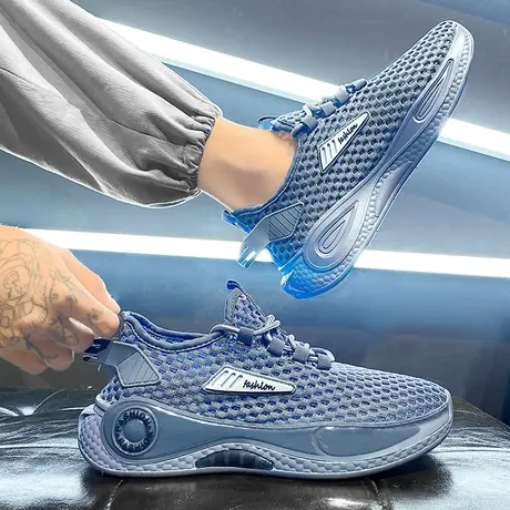 沙滩凉鞋男士夏季户外运动软底轻便薄款镂空网眼防臭涉水洞洞凉拖商品大图