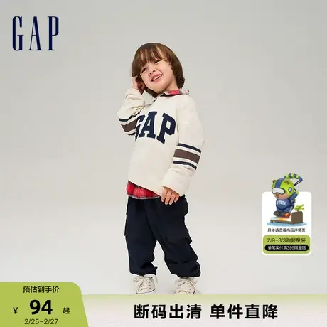 【断码优惠】Gap男幼童春秋LOGO纯棉长袖T恤舒适休闲上衣784980商品大图