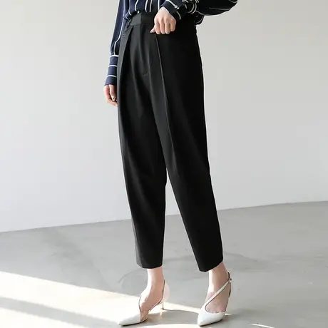 新款收腰垂感萝卜裤女春季简约显瘦奶奶裤女宽松K307商品大图