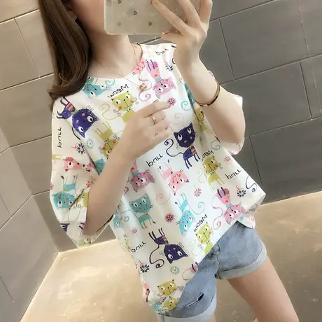 女装2023年新款秋季秋装纯棉短袖T恤宽松上衣服设计感打底衫爆款图片