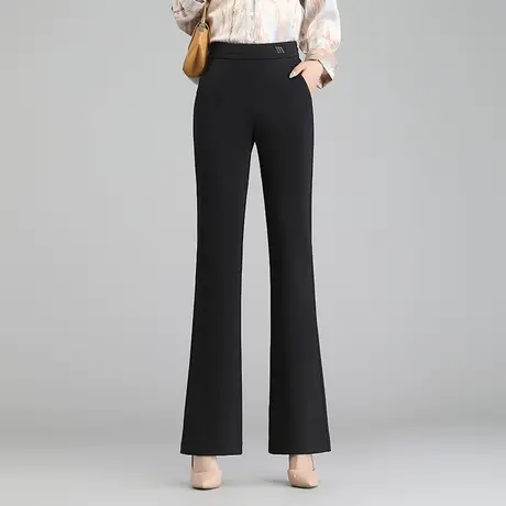 微喇西装裤黑色长裤子女秋季2023新款高腰显瘦休闲裤垂坠感喇叭裤图片
