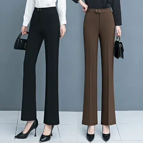 喇叭裤女春秋2023年新款垂感裤子高腰显瘦女裤春秋大码休闲微喇裤图片