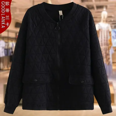 加大码中老年妈妈秋装拉链衫洋气宽松休闲夹克立领夹棉薄棉衣外套图片