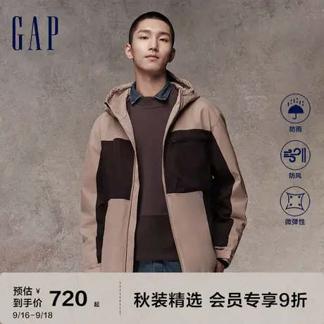 Gap男装秋冬2023新款LOGO防风雨宽松户外连帽夹克769918休闲外套图片