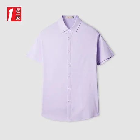 海一家商务休闲短衬2023夏季新款职业亲肤丝光棉中年男士短袖衬衫图片