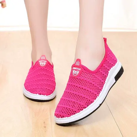 针飞织女鞋韩版潮网眼透气休闲运动鞋懒人套软底学生鞋平跟开车鞋商品大图