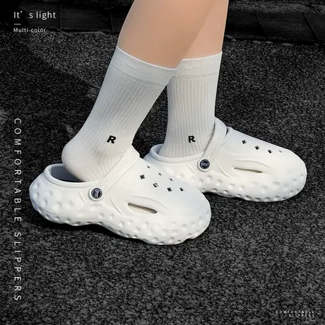 时尚松糕底洞洞鞋女款厚底增高跟防滑网红可爱沙滩凉拖鞋外穿夏季商品大图