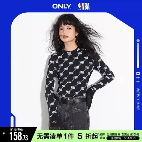 ONLY冬季NBA联名款潮流休闲半高领满印T恤女|123124047图片