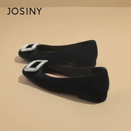 Josiny/卓诗尼配裙子宴会女鞋2024新款春季伴娘鞋子方头平底单鞋商品大图