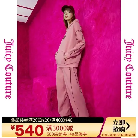 Juicy Couture橘滋秋女2023年新款温暖logo宽松直筒加厚女休闲裤商品大图