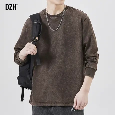 男士重磅t恤男长袖美式潮流圆领上衣宽松男装2023新款秋季体恤衫商品大图