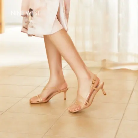 Nine West/玖熙绷带凉鞋2025年夏季新款漆皮法式气质细跟高跟鞋女图片
