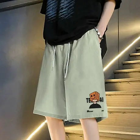 冰丝速干休闲短裤男夏季薄款卡通印花运动美式大码沙滩五分裤子5商品大图