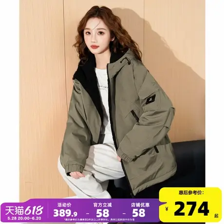 【双面穿】唐狮新款棉衣女连帽加厚小众保暖潮流棉服潮流上衣yc图片