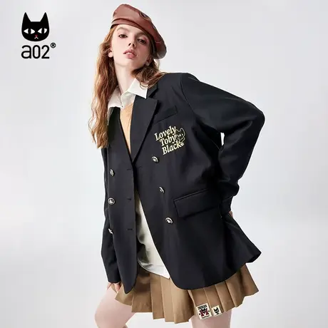a02非正式学院2023秋季新款黑色高级设计感学院风休闲西装外套商品大图