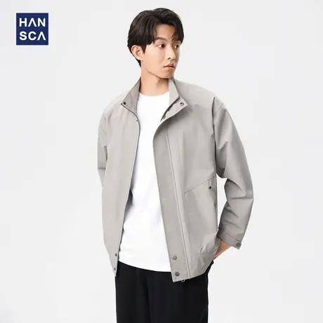 hansca户外防风立领夹克男2025新款春季潮牌百搭宽松休闲工装外套图片