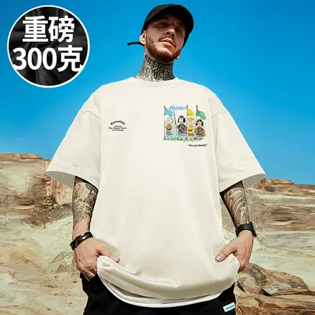日系复古重磅白色打底衫纯棉胖子T恤短袖加肥加大码男装半袖夏季商品大图