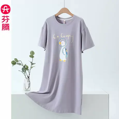 芬腾纯棉睡裙女夏款可外穿短袖睡衣可爱短款连衣裙子2025新款夏季商品大图