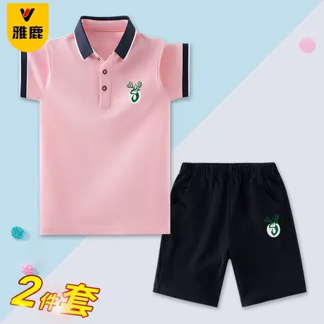 雅鹿男童套装2025新款夏季儿童短袖POLO衫中大童宽松运动两件套潮商品大图