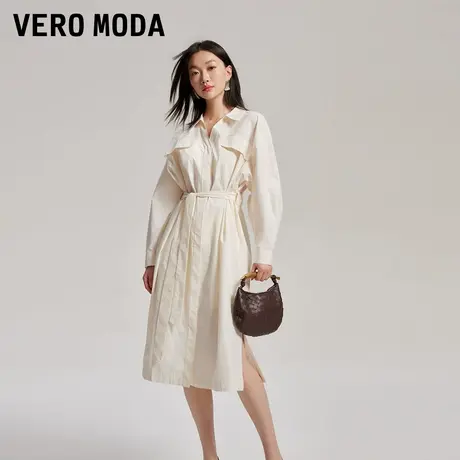 Vero Moda连衣裙女夏季落肩两穿长袖宽松长款衬衫裙3242SZ013图片