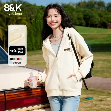 班尼路S&K系列运动休闲连帽卫衣女2025秋季新款通勤百搭开衫外套Q图片