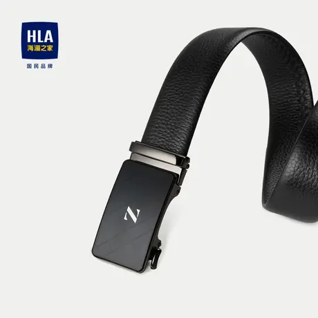 HLA/海澜之家自动扣皮带23新字母压花印花商务绅士通勤纯色腰带男商品大图