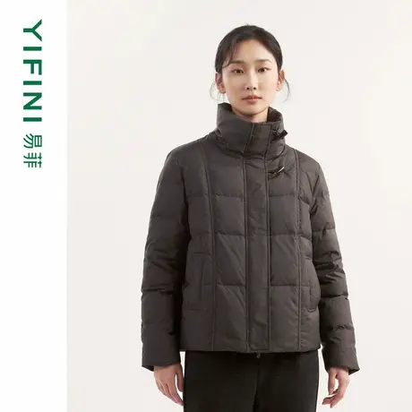 [专柜同款]Yifini/易菲白鹅绒加厚保暖简约时尚宽松短款羽绒服女商品大图