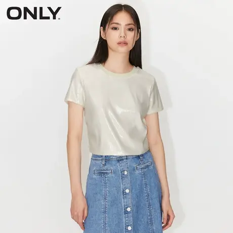 ONLY2024夏季新款时尚简约百搭纯色圆领正肩短袖T恤女|124201020商品大图