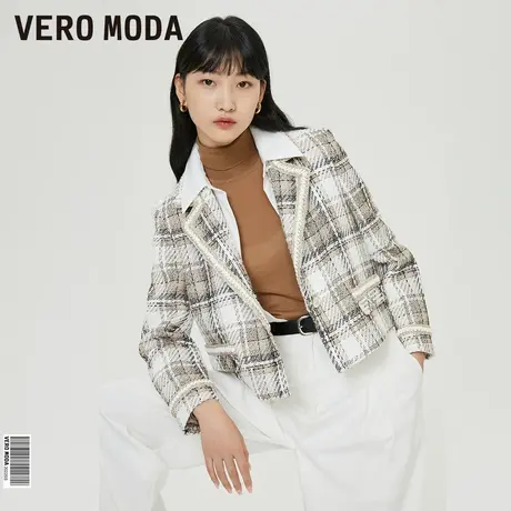 Vero Moda奥莱西装上衣女春秋格纹粗花呢翻领小香风夹克外套百搭商品大图
