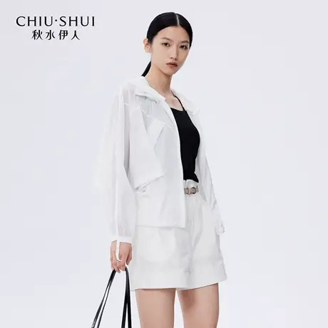 秋水伊人气质通勤外套2025年夏季商场同款时尚百搭连帽设计短外套图片