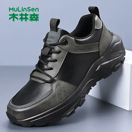 木林森真皮男鞋2025冬季新款厚底时尚潮流百搭软底运动休闲皮鞋男商品大图