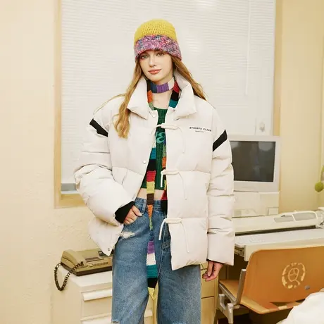 美式复古设计感棉服女加厚冬季外套2023年新款面包服潮牌宽松棉衣商品大图