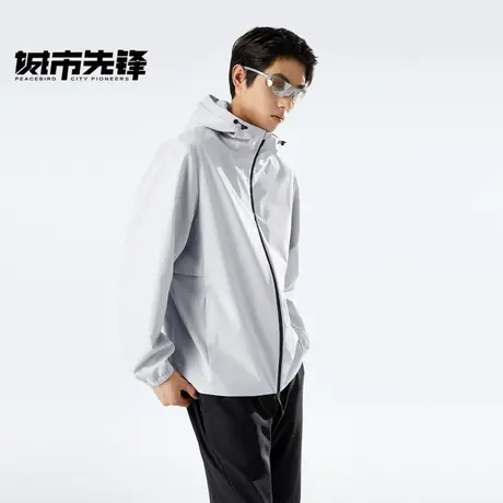 太平鸟男装2023秋新款时尚连帽运动夹克男宽松户外休闲夹克外套Y图片