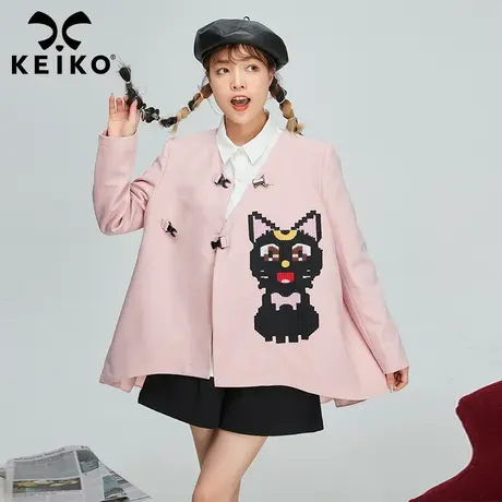 高级感卡通绣花小洋装粉色外套女2023春季洋气轻纱褶边小西装商品大图