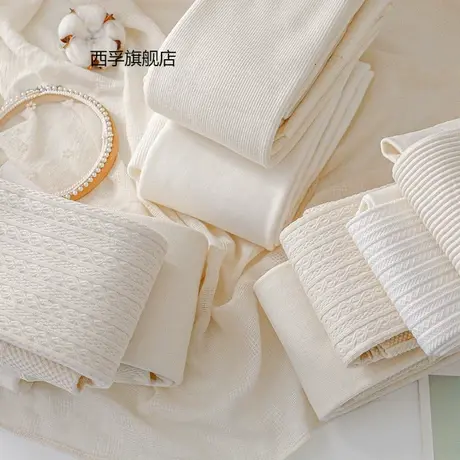 秋冬加绒加厚打底裤女白色保暖麻花连裤袜奶白米白高腰打底裤袜棉商品大图