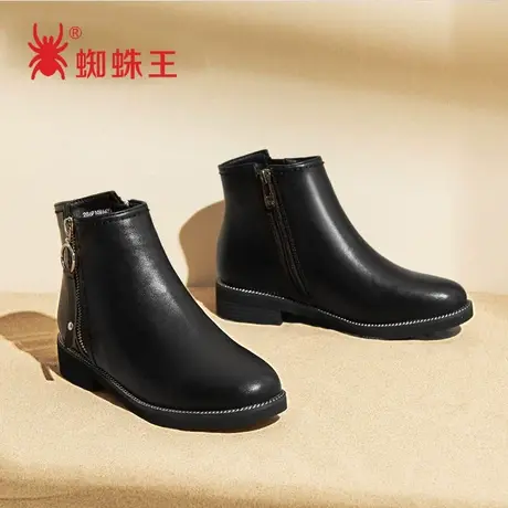 蜘蛛王2020春季新款马丁靴女鞋加绒加厚保暖韩版英伦平底防滑短靴商品大图