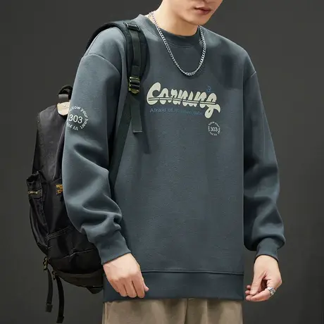 男装中性风潮牌重磅长袖上衣服秋冬季宽松痞帅圆领卫衣2023年新款图片