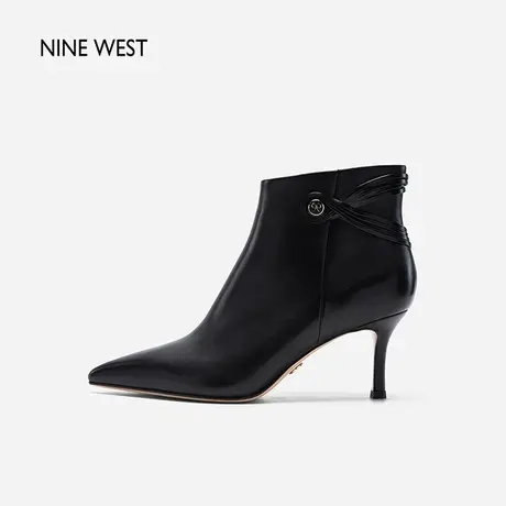 Nine West/玖熙法式99饰扣短靴秋冬新款尖头细高跟通勤时装靴女商品大图