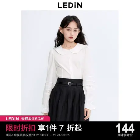 乐町可爱收腰娃娃领衬衫2023年秋季新品小巧精致女柔软易打理衬衣商品大图