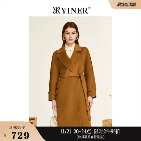 YINER音儿线上专选女装冬季复古外套纯绵羊毛双面呢大衣商品大图