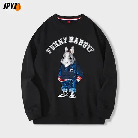 国潮刺绣重磅圆领卫衣男生春款大码潮牌情侣装新款秋冬季纯棉上衣图片