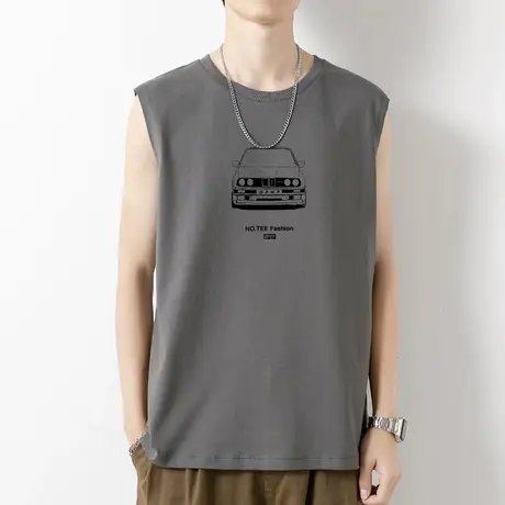 男士背心纯棉无袖t恤潮牌潮流夏季外穿运动坎肩宽肩篮球健身跨栏商品大图