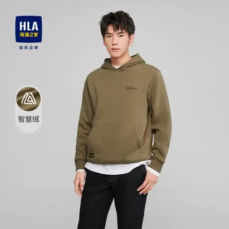 HLA/海澜之家御寒智慧绒卫衣连帽含羊毛保暖套头上衣男图片