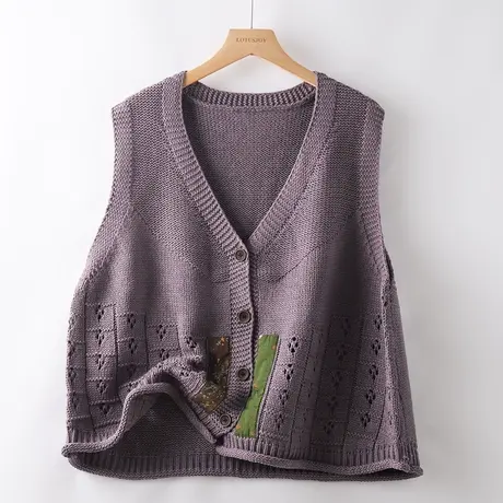 针织马甲背心女外搭春秋2023新款宽松文艺复古设计感小众无袖坎肩图片