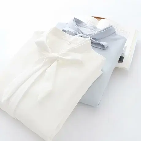 轻熟上衣不透雪纺加绒衬衫女保暖冬新款系带加厚衬衣宽松百搭韩版商品大图