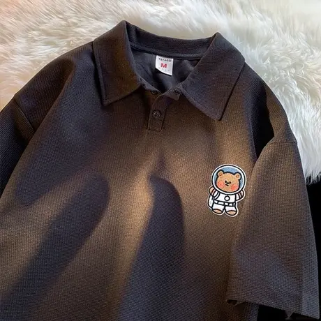 美式复古polo衫短袖t恤女2023新款夏季半袖设计感小众上衣服ins潮商品大图