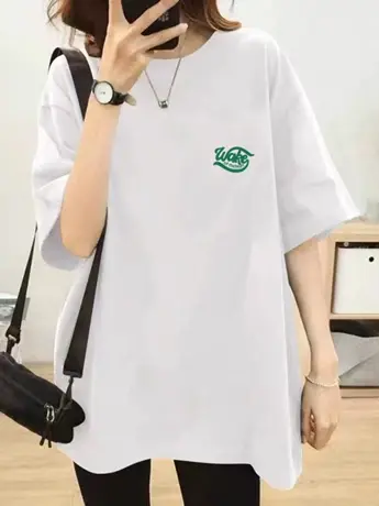 仿棉短袖t恤女夏季新款纯白色圆领学生宽松休闲女上衣全棉体恤ins商品大图