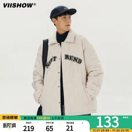 VIISHOW菱格棒球服夹克男秋冬棉服简约保暖oversize宽松潮牌外套商品大图